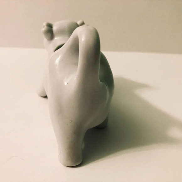 Vintage Porcelain White Cow Creamer 5.5 Inch  Long Farm Animal - Picture 5 of 15